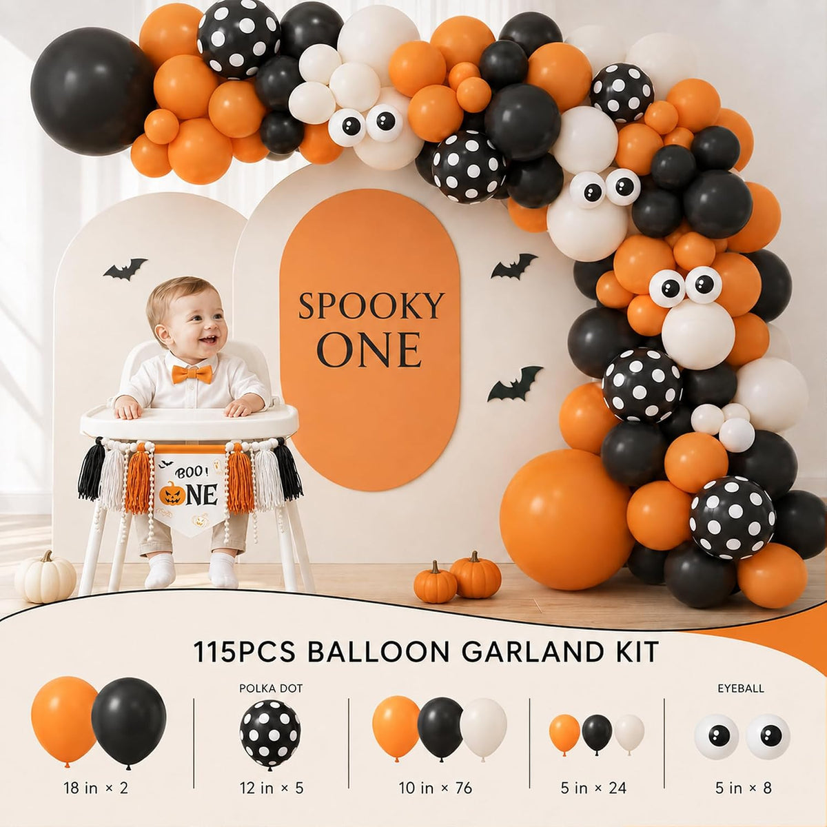 Halloween 1st Birthday Party Decorations,Spooky One Birthday Supplies Decor