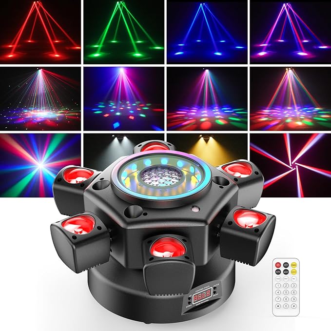 120W DJ Light Moving Head 6 Arms Stage Lights with Mixed Lighting Effects,DJ Stage Lighting for Party Disco Club Wedding Bar