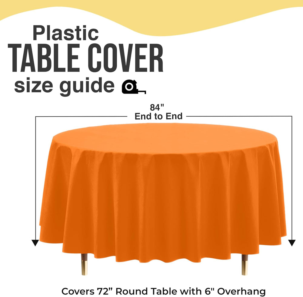 Exquisite 66% Thicker Orange Round Tablecloth 84" - 48 Pack