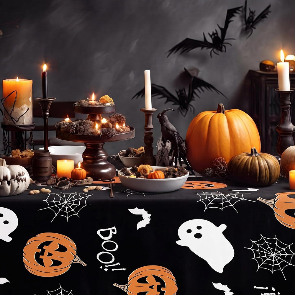Mindsoft 2 Pack 6ft Rectangular Spandex Tablecloth, Pumpkin Ghost Printed