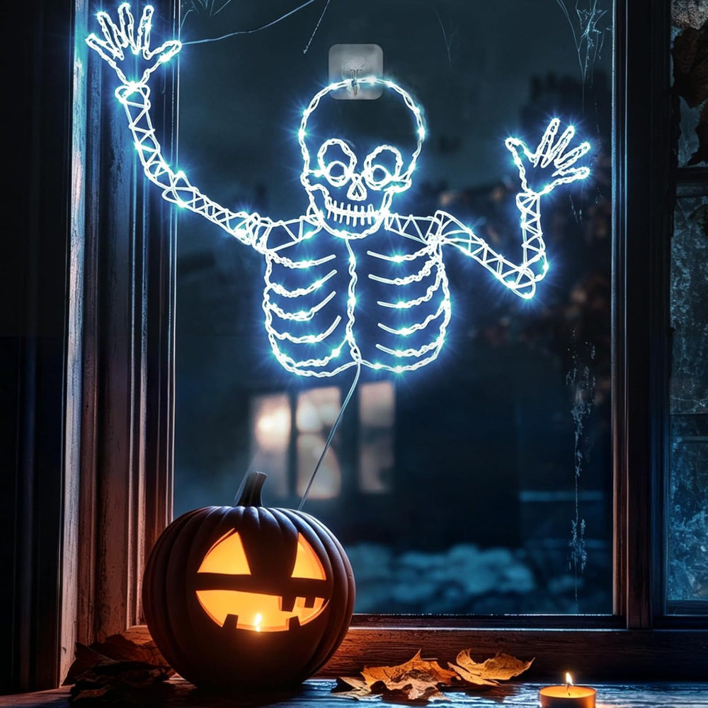 21Inch Halloween Skull Window Lights Skeleton Timer Window Light Decor