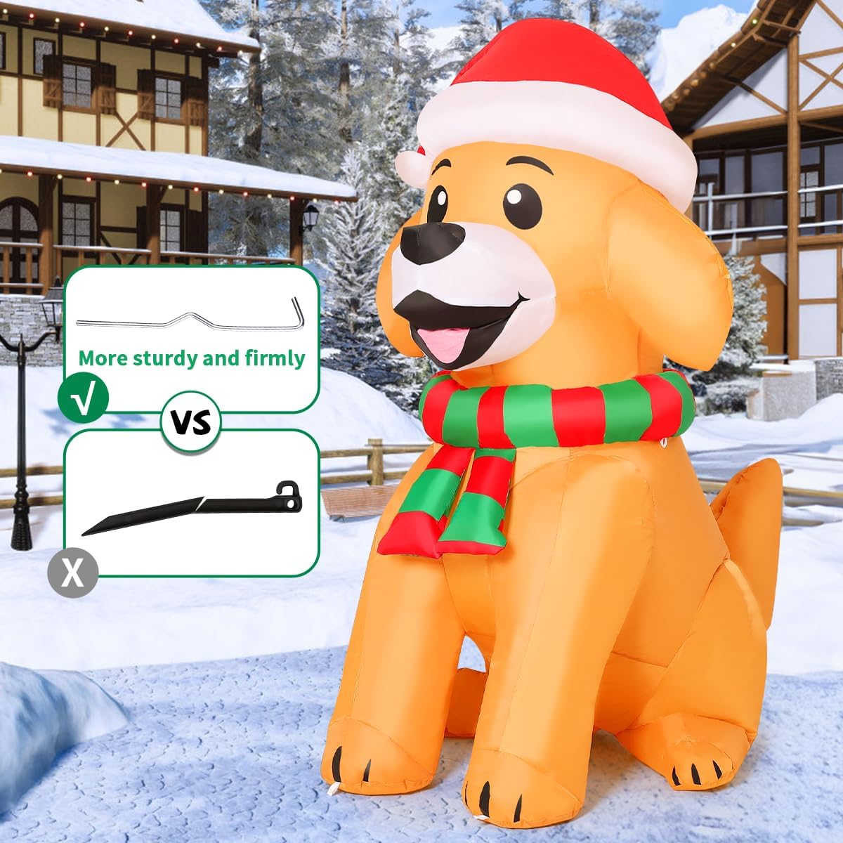 comin 5 ft christmas inflatables dog outdoor yard, side view