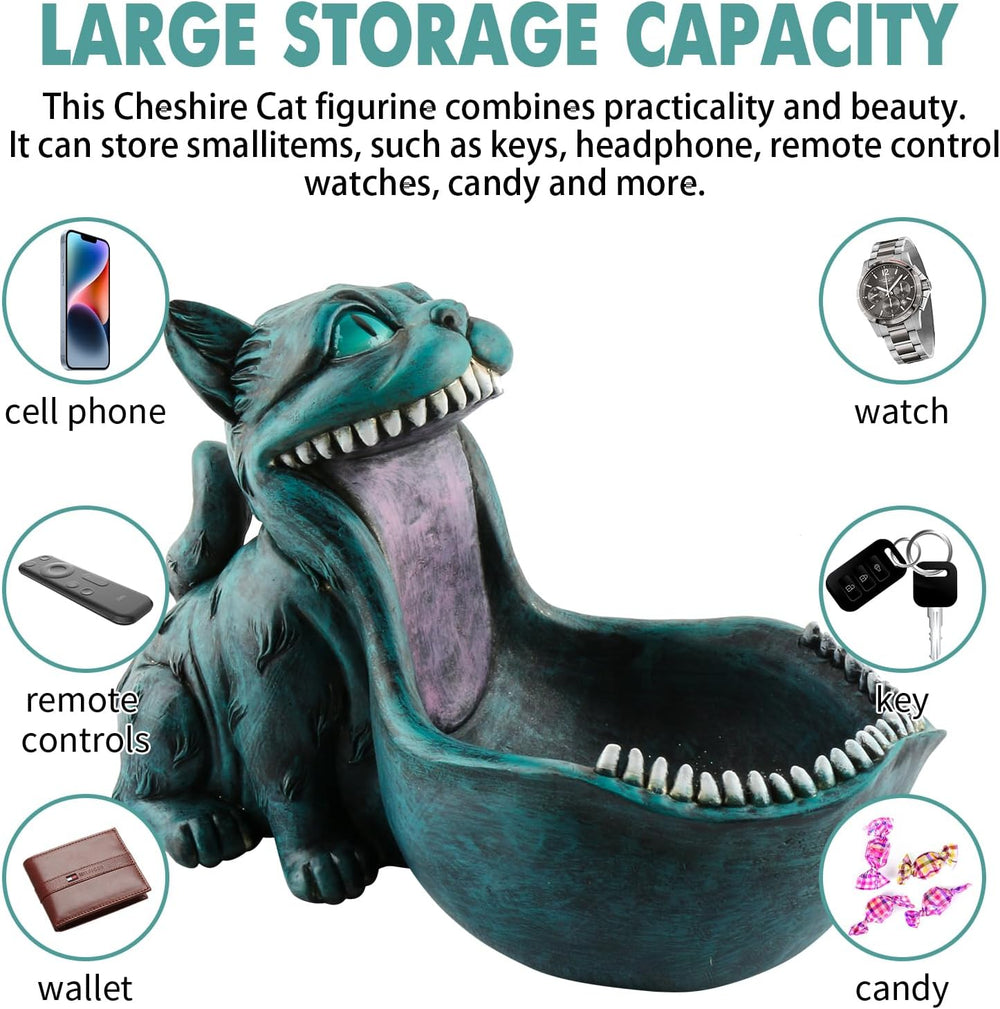 Cat Candy Bowl Cheshire Cat Statue Large Candy Dish for Office Desk Key Bowl ...