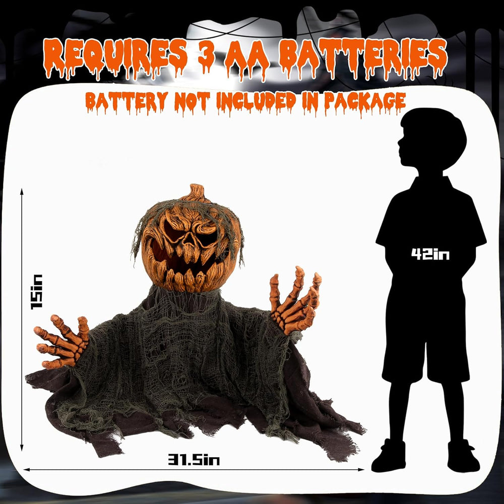 QEQEKAKA Halloween Animatronics Decorations Animated Pumpkin with Sound