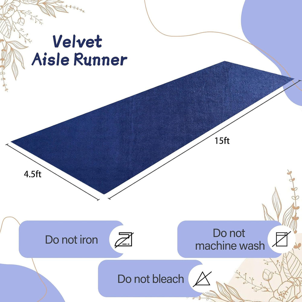 Navy Blue Runner 4.5FTx15FT - Velvet Aisle Runners for Christmas Wedding Cere...