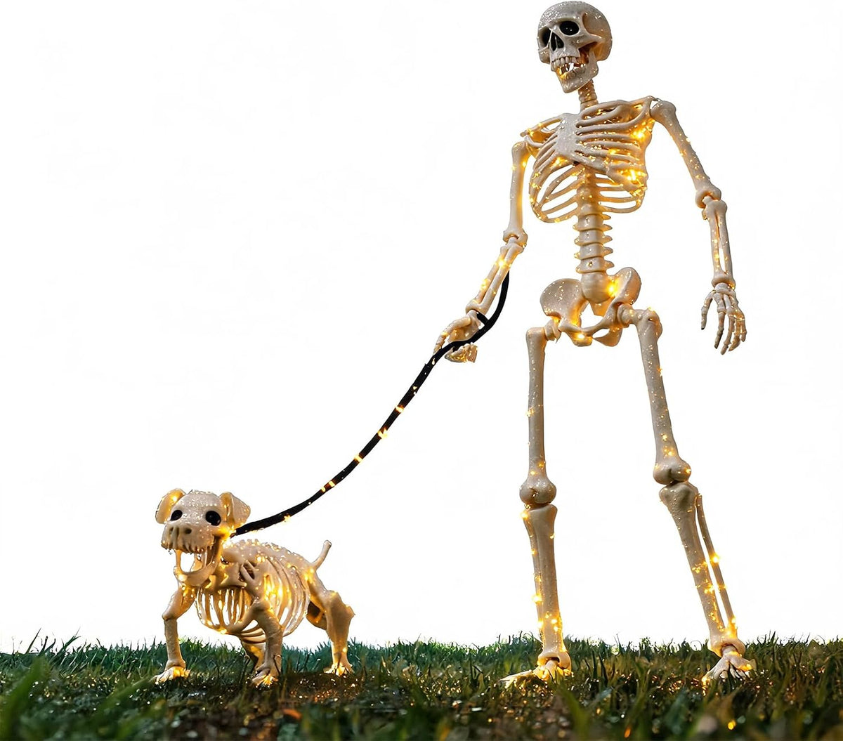 Lighted Human & Dog Skeleton Halloween Decorations Outdoor/Indoor