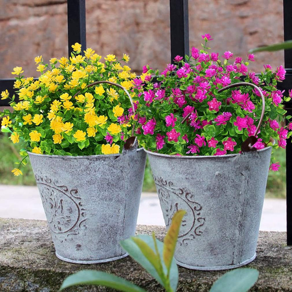 24 Bundles Outdoor Artificial Flowers UV Resistant Fake Boxwood Plants, Faux ...