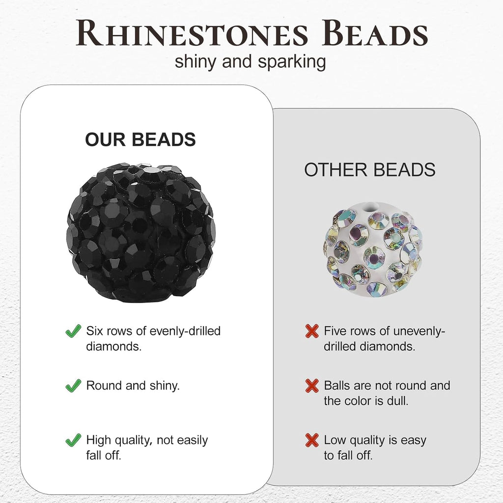 novani 240pcs 10mm rhinestone beads for craft sparkle, side view