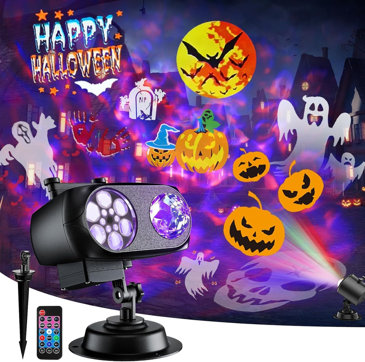 Brighter Halloween Projector Lights, 2026 Upgraded Halloween Decorations Holiday Projector Display 8 Patterns at A Time (Ocean Wave & Patterns), 8 Holiday Themes Christmas’ Day Decor Light