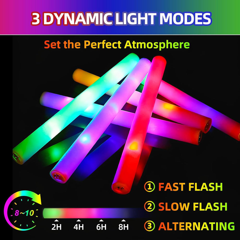 118 Pack Foam Glow Sticks Bulk Party Pack,Party Favors Supplies,3 Flashing Mo...