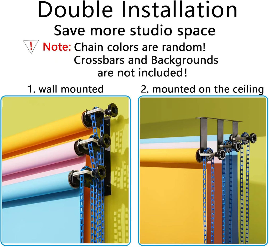 photography backdrop wall mount 3 roller support system shown in use
