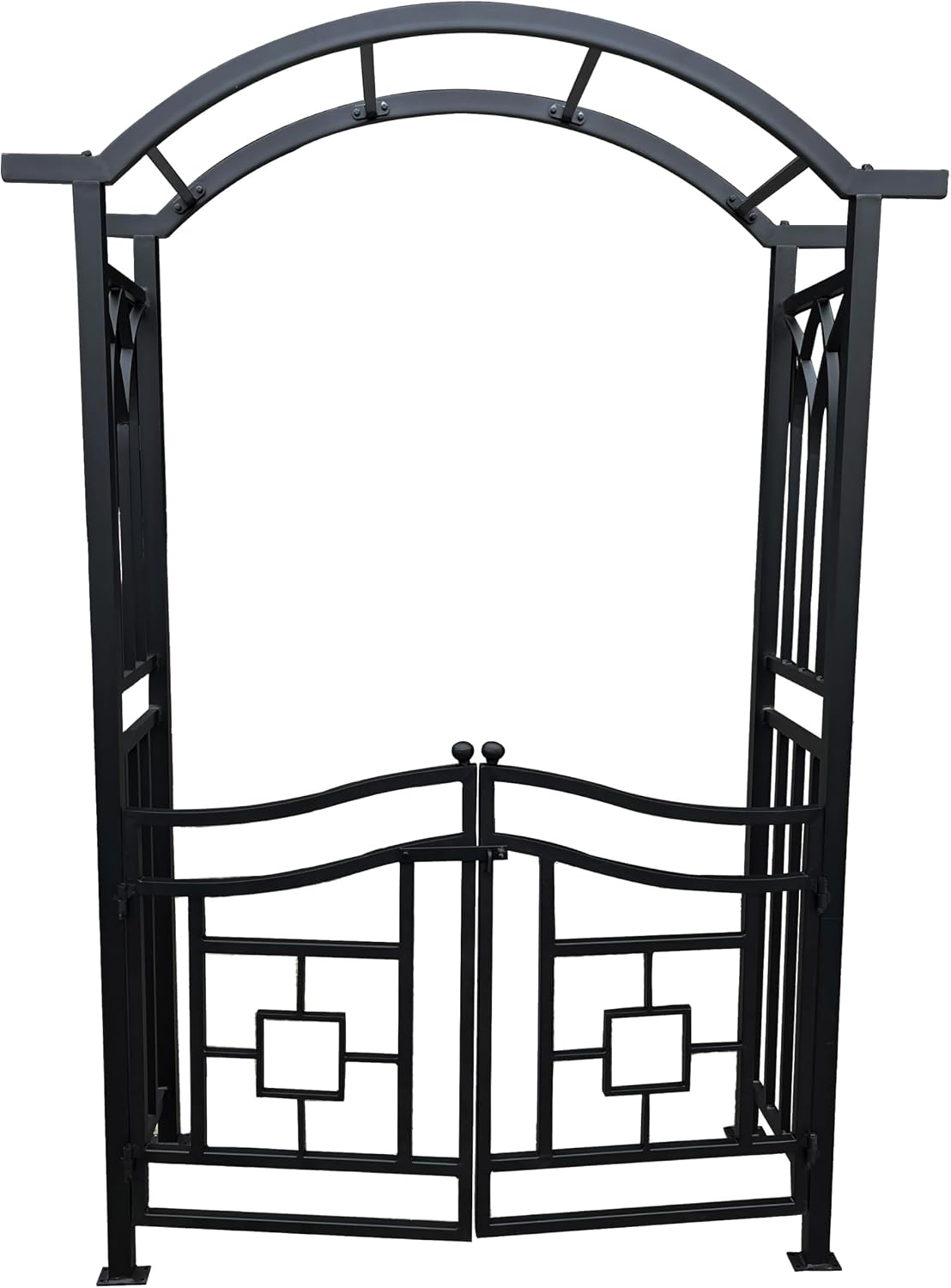 Oakland Living Black Aluminum Garden Arbor Arch with Gate