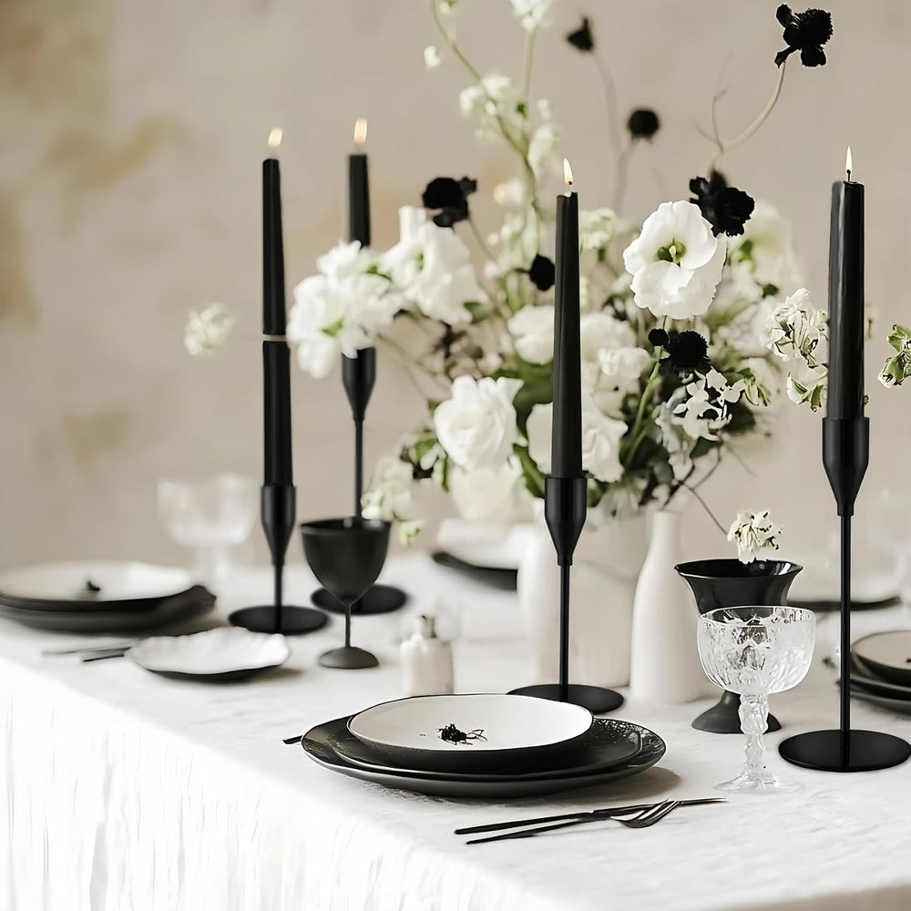 Black Candlestick Holders, Metal Taper Candle Holders,Bulk Set of 15
