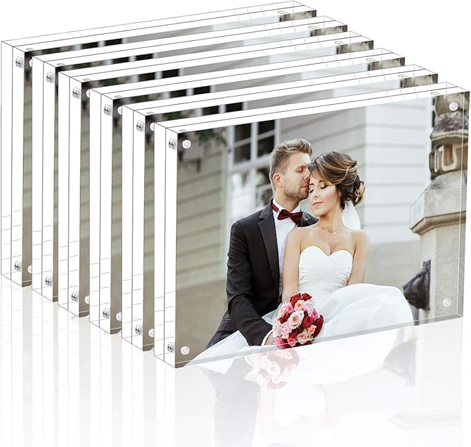 Magicool Premium Acrylic Photo Frame--- Magnet Photo Frame -Double Sied Thick Desktop Frames (4x6 6 pack)