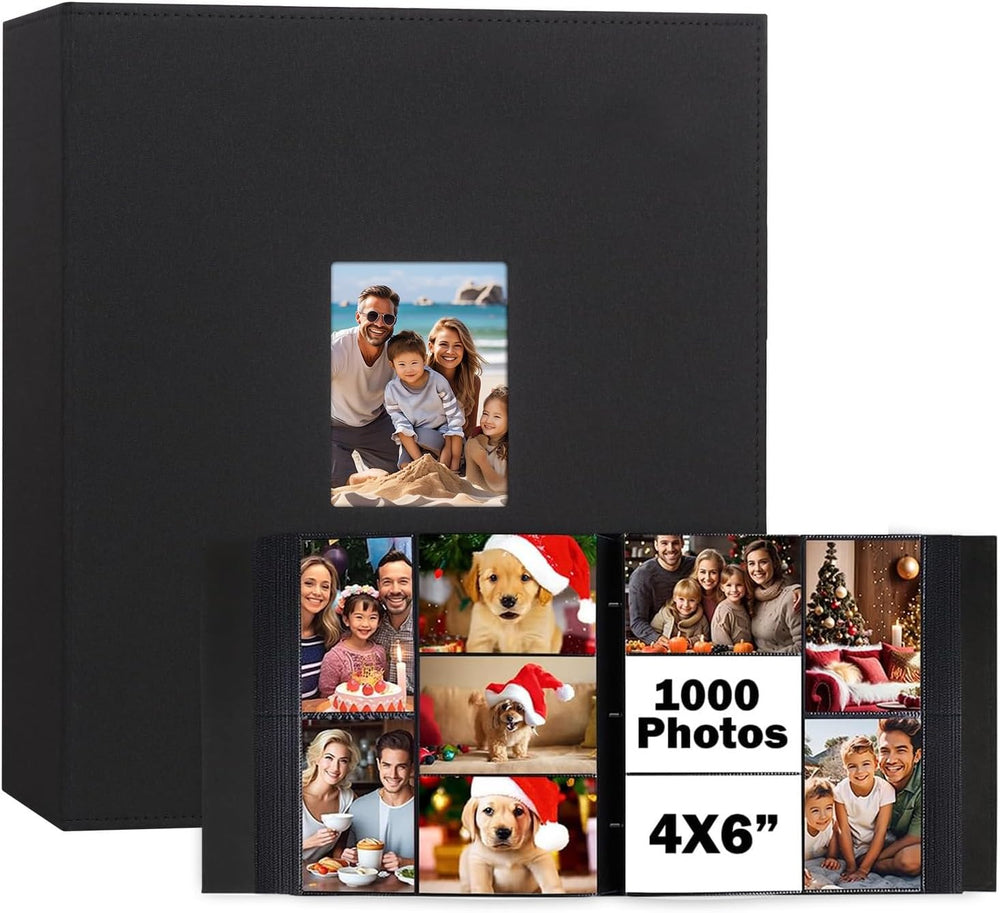 Extra Large Capacity 4x6 Photo Album, Holds 1000 Photos, Black