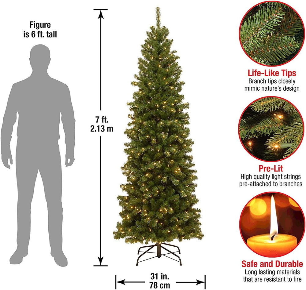 National Tree Company 7ft Pre-Lit North Valley Spruce Slim Christmas Tree