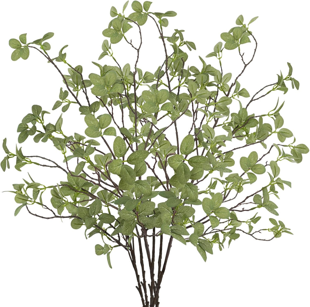 6 pcs Artificial Greenery Stems, 41.3’’ Tall Fake Plants Branches Faux Greene...