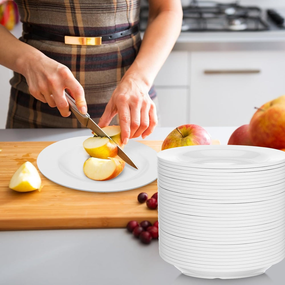Vesici 60 Pieces 5.91 Inch Melamine Appetizer Plates White Dessert Plates