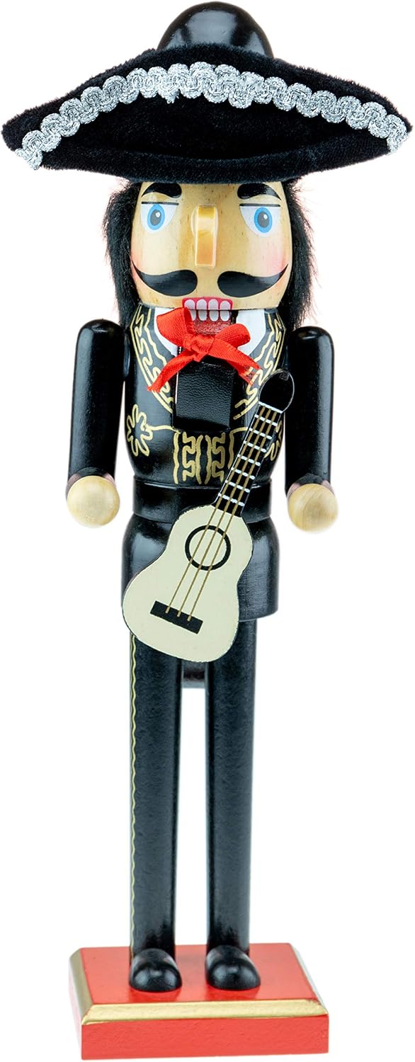 Clever Creations Mariachi 14 Inch Traditional Wooden Nutcracker, Festive Christmas Décor for Shelves and Tables