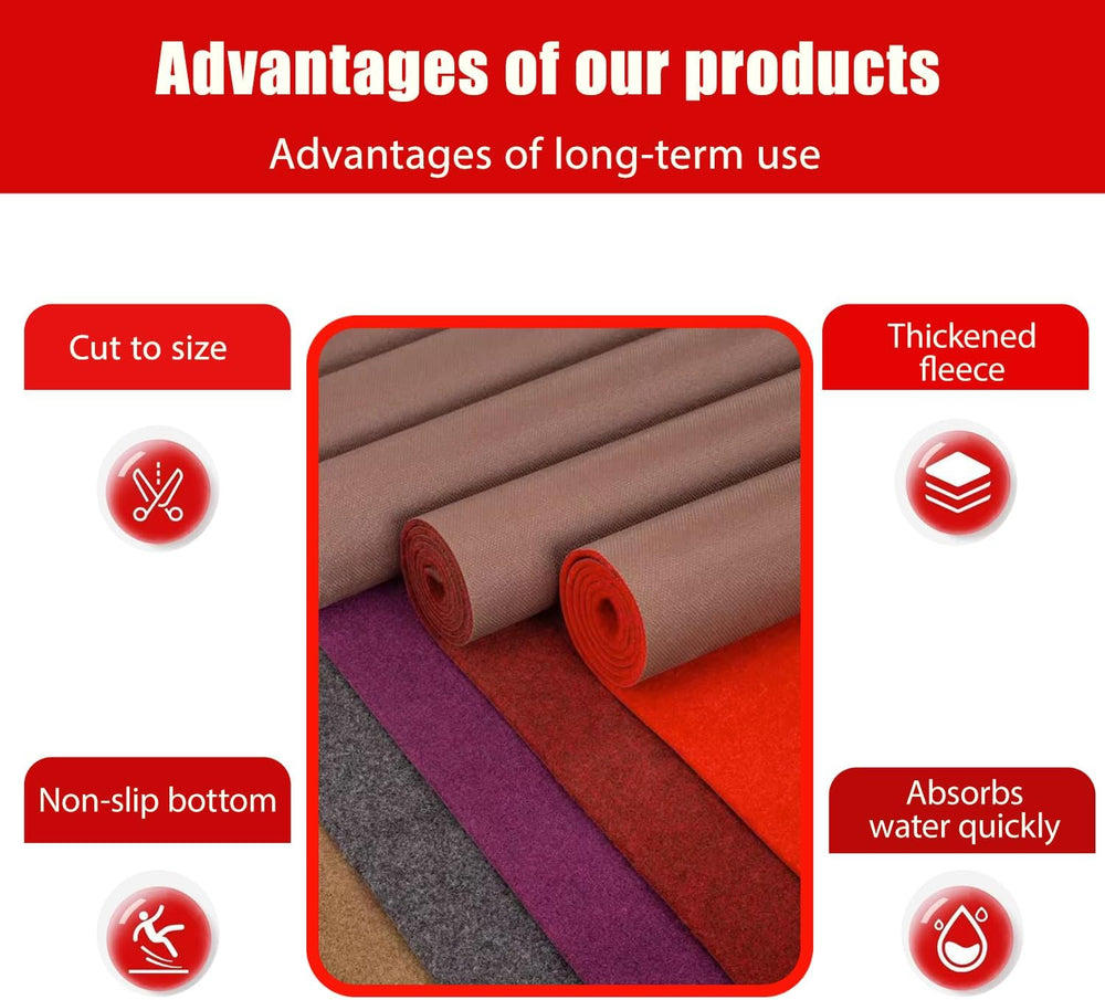 Thick Red Carpet Runner for Party,3 x 10ft Non-Slip Backing Aisle Runway Rug ...