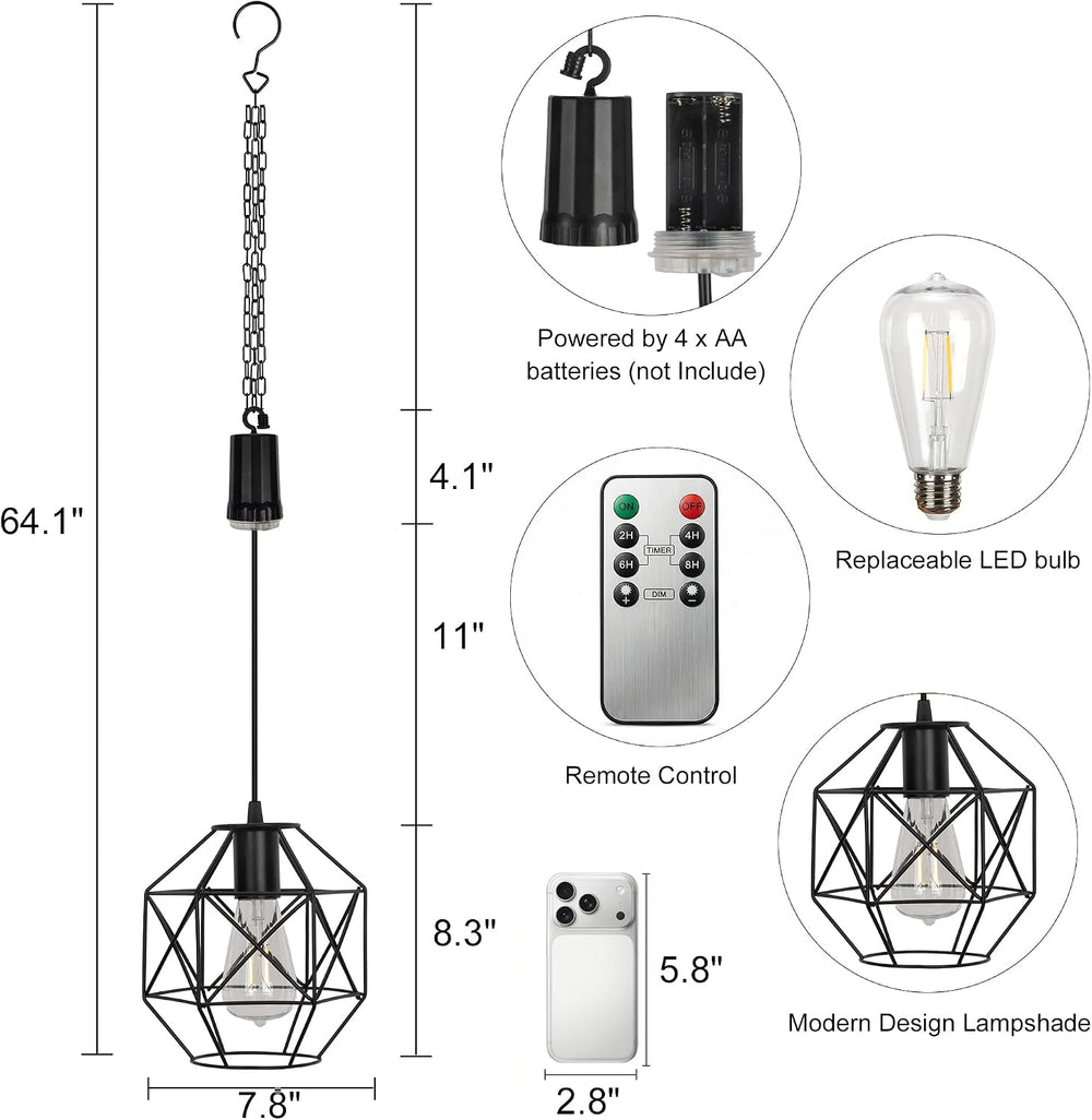 Battery Operated Chandelier Outdoor, Remote Control Hanging Gazebo Lights