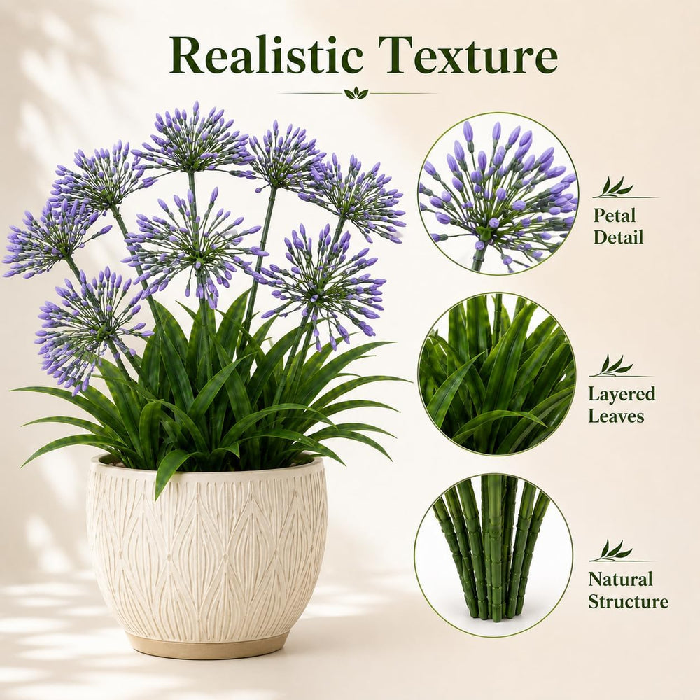 Artificial Agapanthus Flowers - 18.6" Tall 16 Bundles Plant