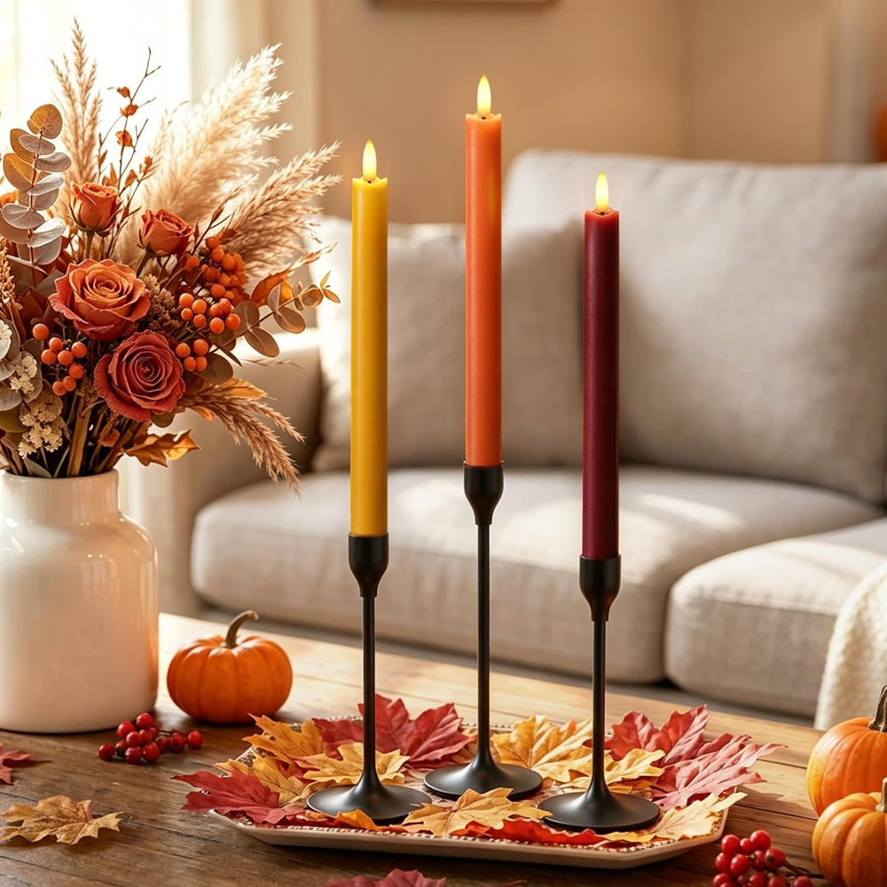 Fall Decorations for Home, Fall Decor, Flameless Taper Candles, Set of 6