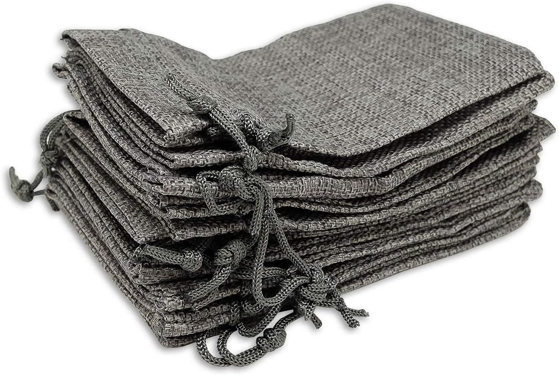 natural jute burlap fabric gift bags w. drawstrings, package contents