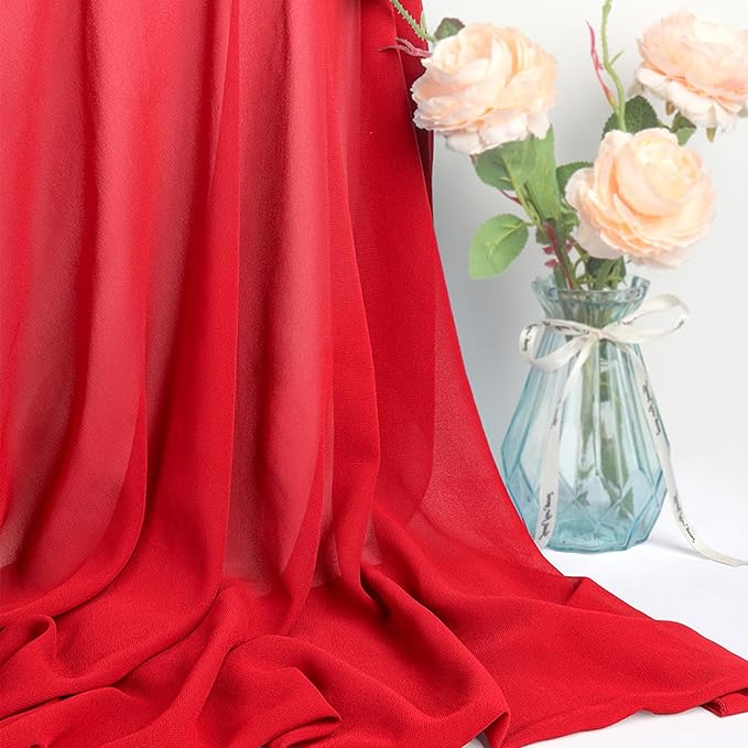 DUOBAO Ceiling Drapes 5FTx10FT Red Backdrop Curtains for Tent Drape Elegant Events Dark Red Wedding Arch Draping Fabric Sheer Chiffon Curtain for Banquet Room Graduation Prom, 6 Panels 5×10ft