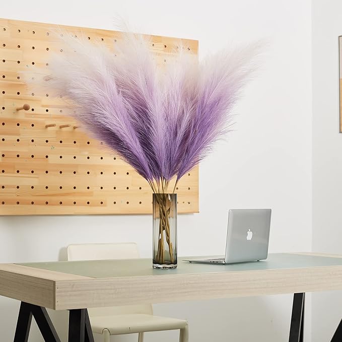 EVODIS Faux Pampas Grass Decor, 6 Stems Artificial Pampas Grass - 43 inch Tall Pompass Grass Large Pompous Boho Flower Arrangement Home Decor for Room Wedding Party