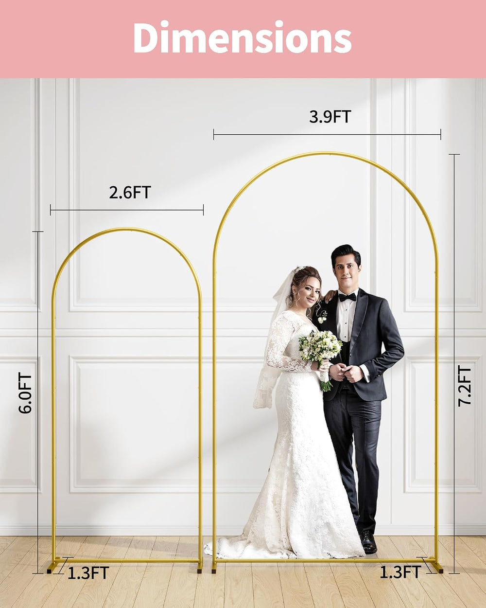 Pureegg Arch Backdrop Stand Set, Metal, Set of 3, 7.2ft & 6.0ft & 6.0ft