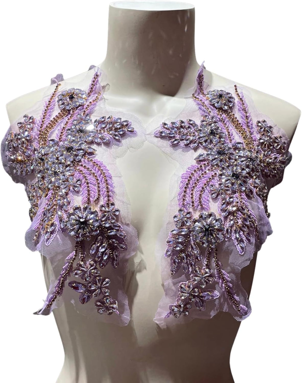 1 Pair Rhinestone Applique for Dress,Suits,Gown,Clothing(Purple)