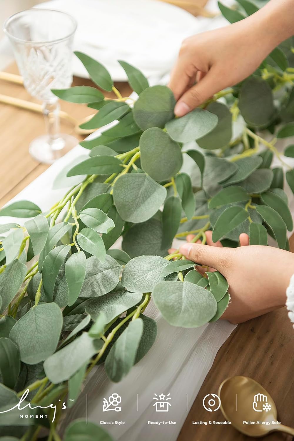 Ling's Moment Green Eucalyptus Garland, 5.9ft, 2pcs