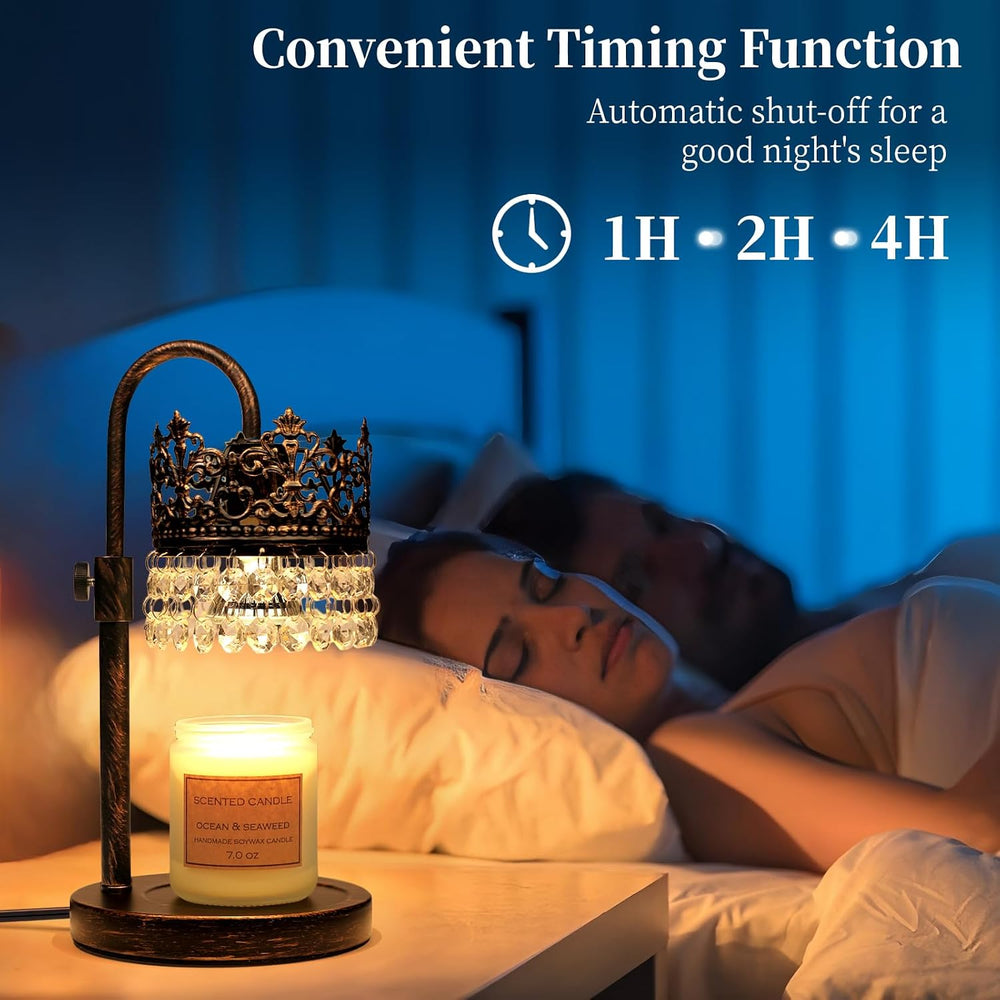 Candle Warmer Lamp with Timer Dimmer Adjustable Height with 2 Bulbs Crystal C...