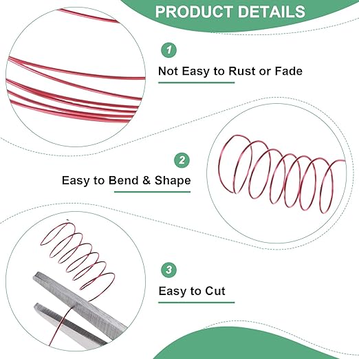2-Rolls 0.2mm Jewelry Wire, 32 Gauge 328FT Craft Wire Copper Beading Wire for Jewelry Making/Planting/Weaving/DIY Crafting, Soft Metal Wires [100M, Red]