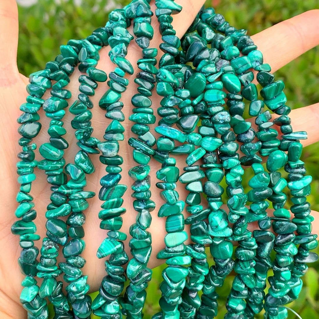 Adabele 93 Inch Natural Green Malachite Gemstones Chip Beads Free Form 5-8mm