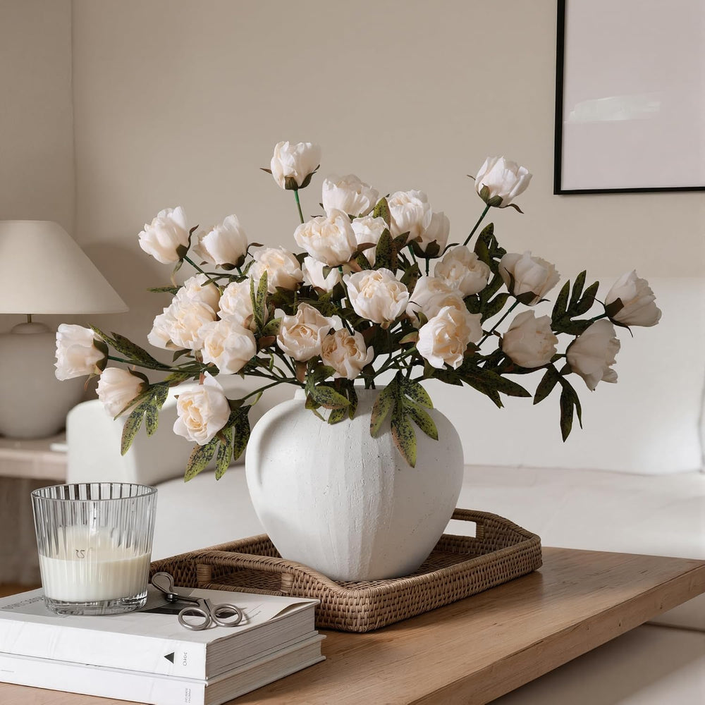 8 Pcs Peony Artificial Flowers, 18" Faux Silk Peonies for Indoor Vase