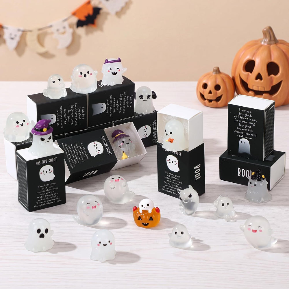 Wonderjune 36 Sets Halloween Mini Positive Ghost Party Favors, Customized