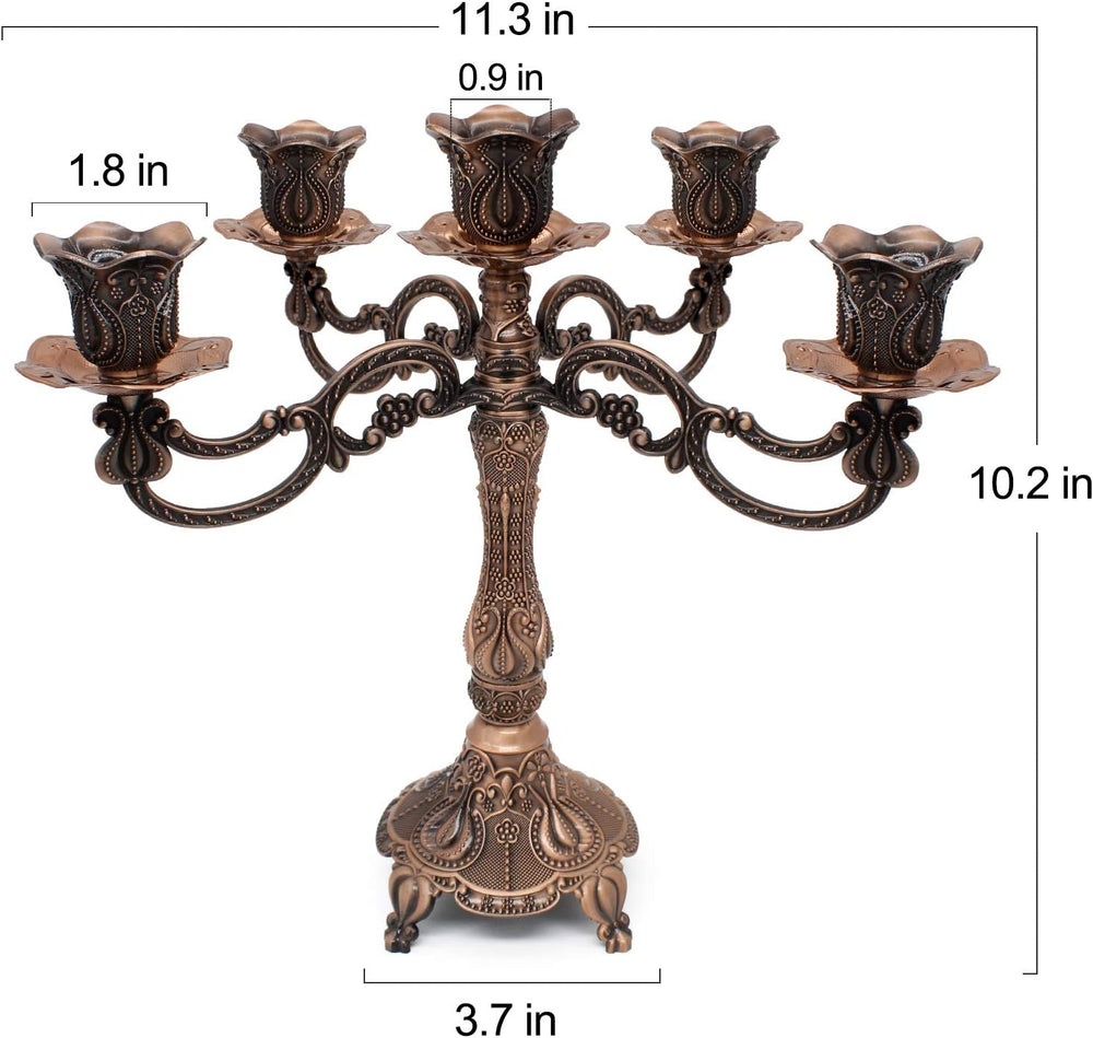 Metal Candelabra 5-Candle 10.1 Inch Tall Candle Holder Stick for Home Wedding...