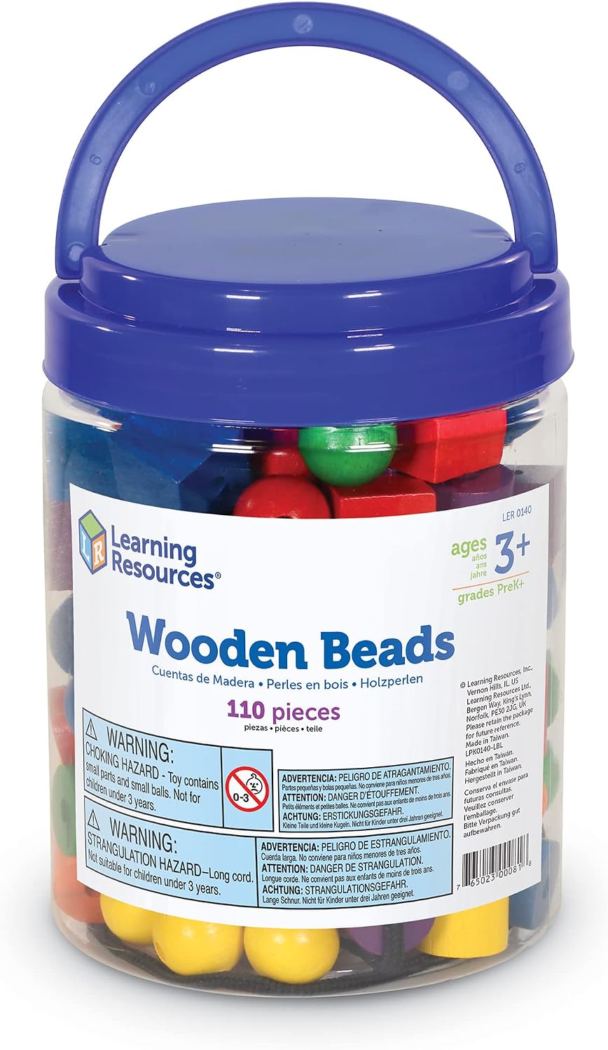 Learning Resources Wooden Beads in a Bucket