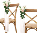 Wedding Aisle Decorations - Set of 10 Pew Flowers - Artificial Roses & Eucalyptus - Pink & Cream - 5.5" x 13" - Elegant Traditional Modern Style - Chair Flowers