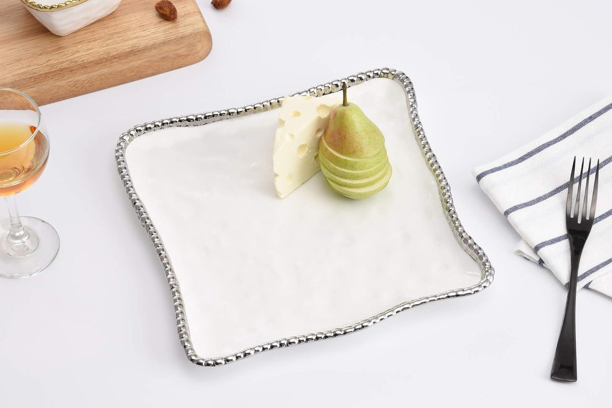 pampa bay salerno titanium-plated ceramic porcelain 11-inch square, side view