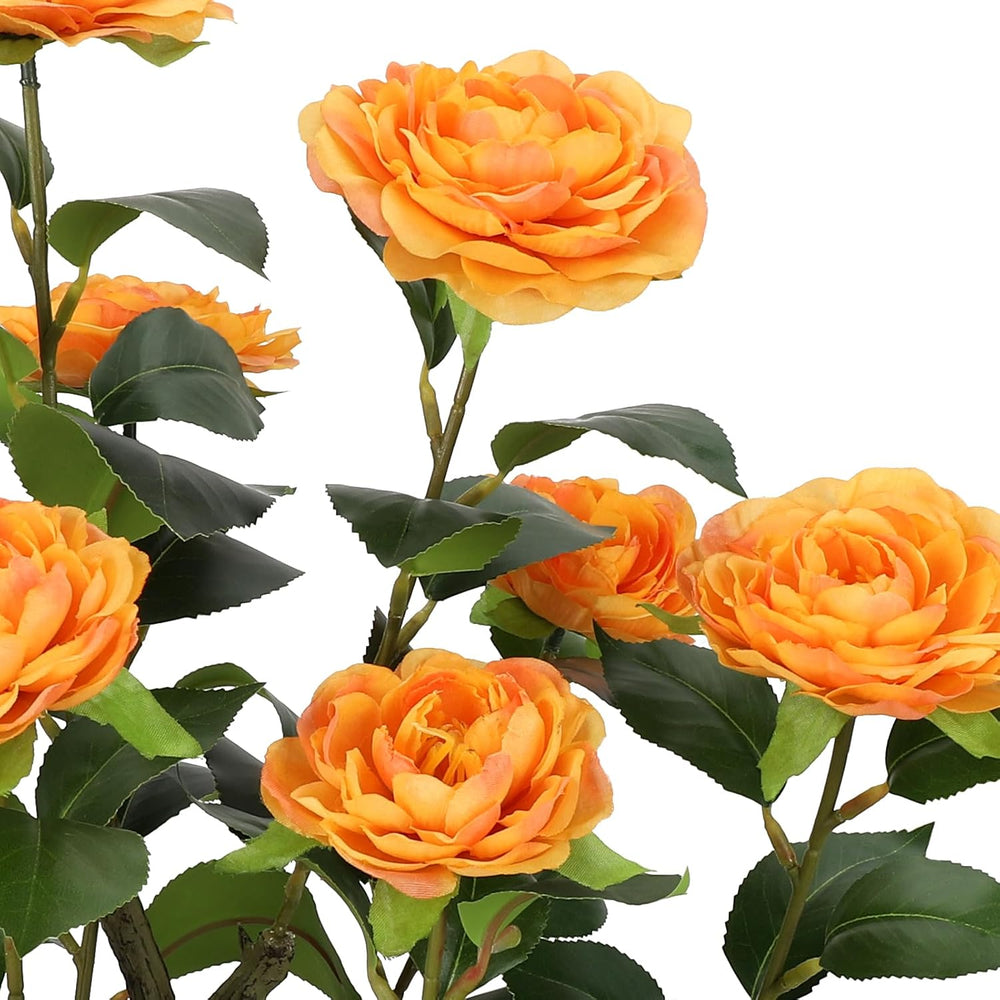 Romantic Season 2FT Orange Artificial Camellia Tree 2Pack, Faux Camellia Plan...
