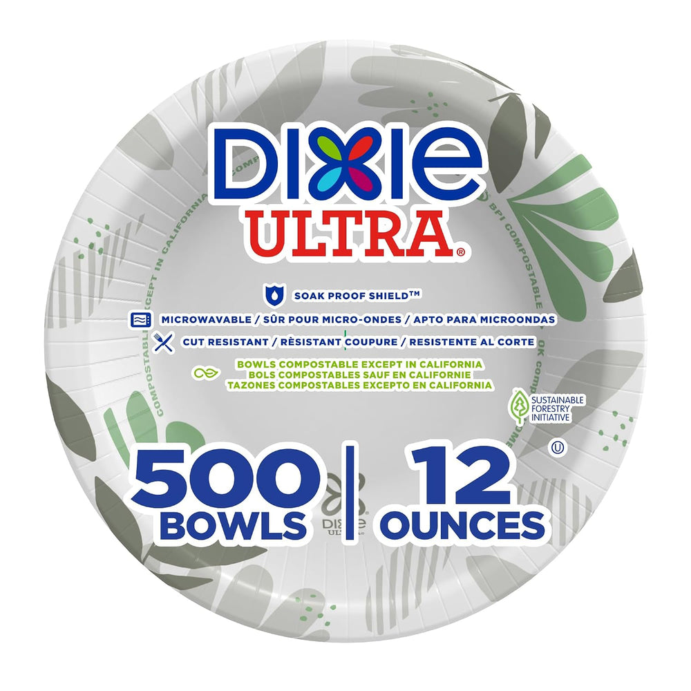 Dixie Ultra 12 oz Heavy-Weight Paper Bowls By GP PRO, Pathways Design, 500 Co...