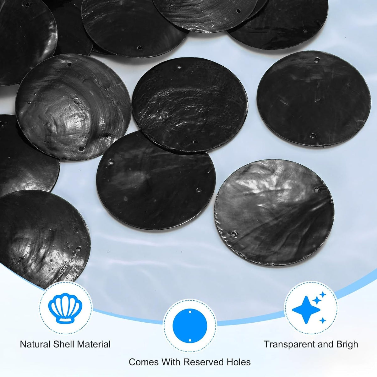 m meterxity 150-pack round capiz sea shells, 2, close-up detail