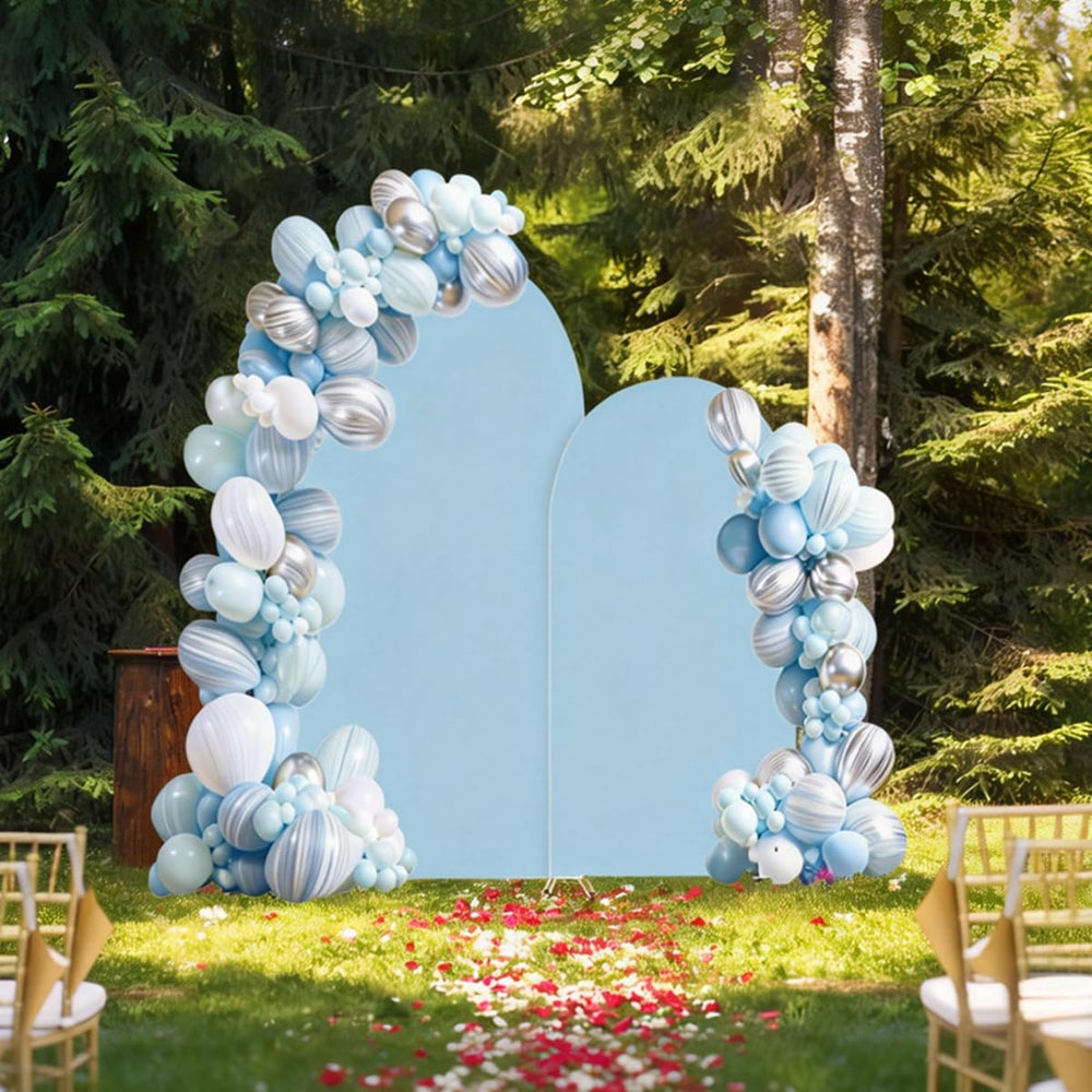 Wedding Arch Backdrop Stand Set of 2 With Blue Cover (7.2FT+6FT)