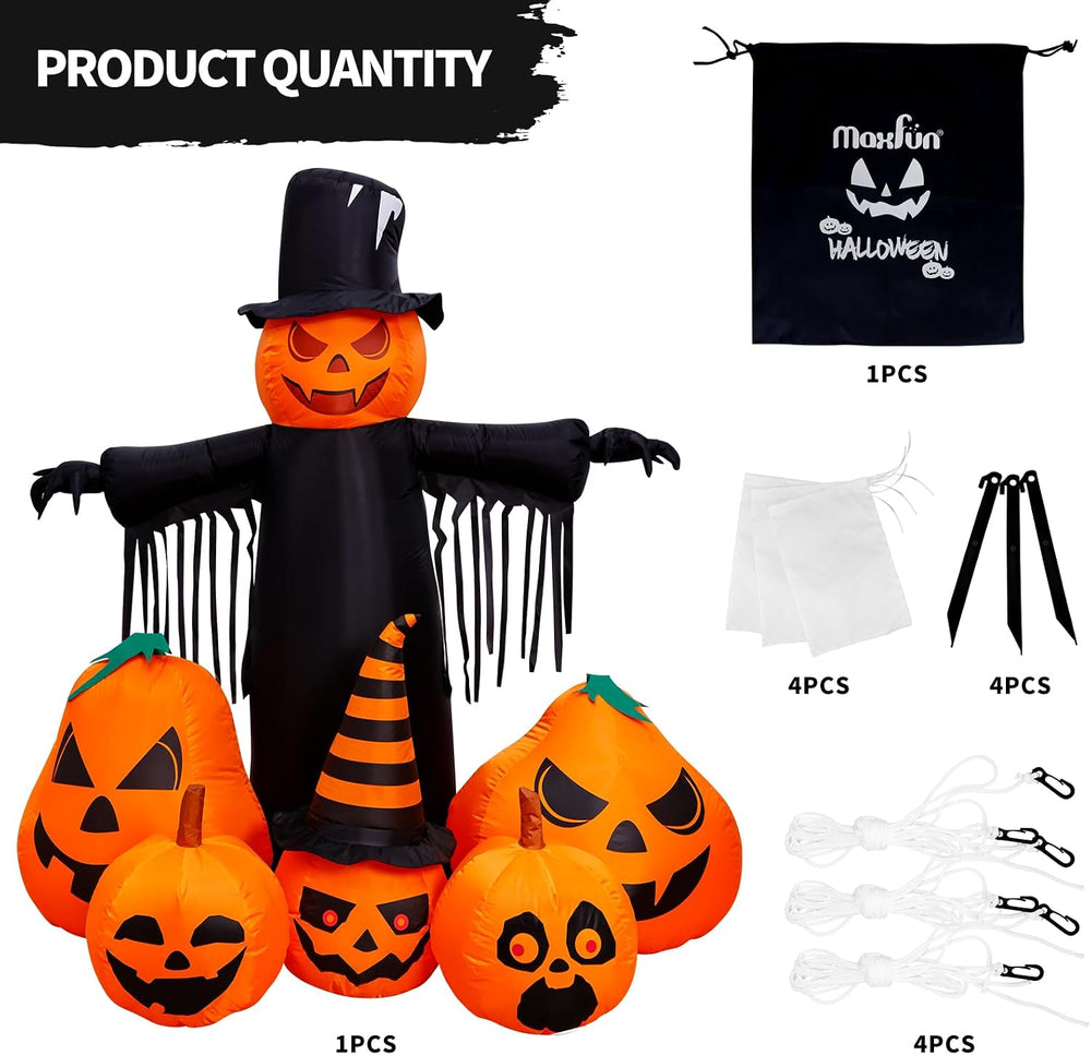 Max Fun 7FT Halloween Inflatables Pumpkin Decorations with LED Build-in Hallo...