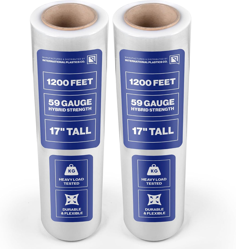 International Plastics Co. 2 Pack of 17'' Plastic Stretch Wrap for Mo...