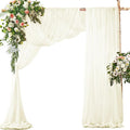 SiinvdaBZX 4 Panels Wedding Arch Draping Fabric 30" x 20Ft Ivory Sheer Chiffon Fabric Outdoor Extra Long Decorative Drapery Fabric for Party Ceremony Ceiling Curtain Backdrop