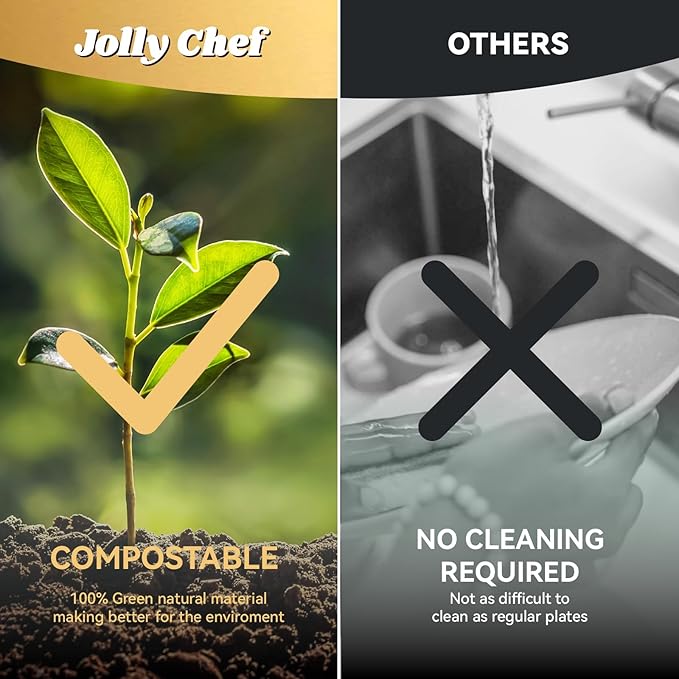 JOLLY CHEF Compostable 𝟱 Compartment Paper Plates 𝟭𝟭 * 𝟴 𝗶𝗻𝗰𝗵 [𝟱𝟬𝟬 𝗣𝗮𝗰𝗸] Heavy Duty Natural Divided Disposable Eco-Friendly Biodegradable Containers Food Trays for Dinner Lunch Buffet (500 Pack)